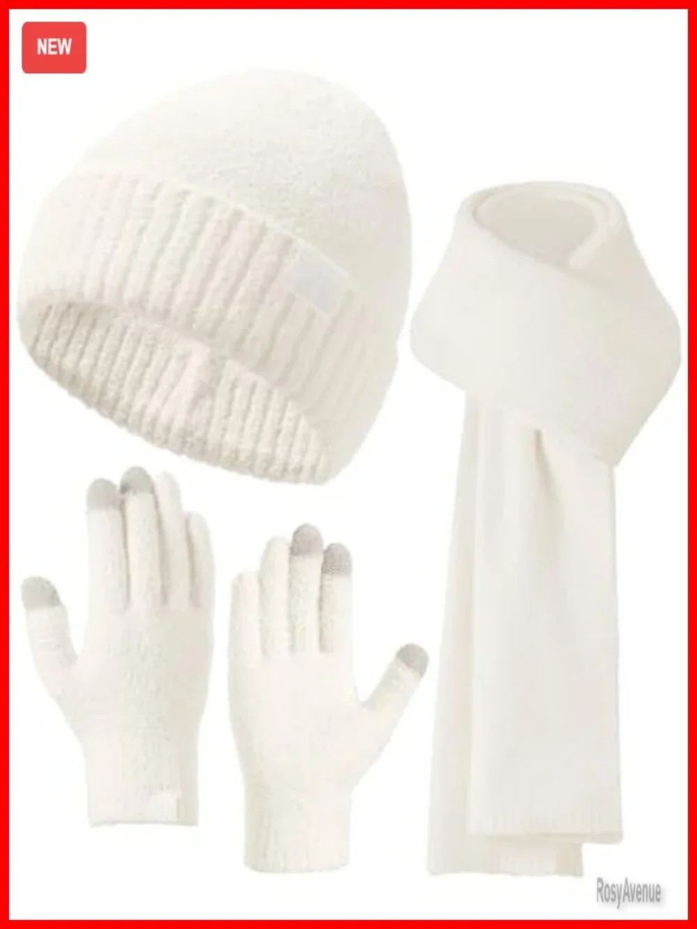 Winter Hat Scarf Gloves Set Touchscreen Knit Beanie Scarf Gloves Women